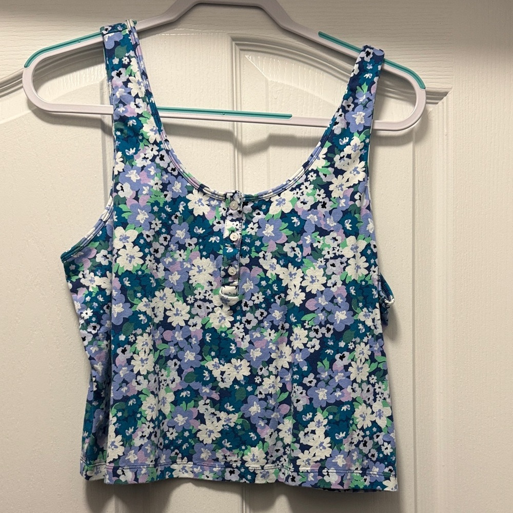 Old Navy Floral Crop Top in Blue and White